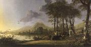 Aelbert Cuyp river landscape with horsemen and peasants oil on canvas